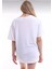 Pamuklu Beyaz Bisiklet Yaka Oversize T-Shirt 4