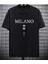 Oversize Model Siyah Milano 96 Baskılı Bisiklet Yaka Tişört 2