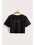 Griland Kadın Siyah The End Baskılı Oversize Crop Top 2