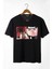 Siyah Önü Anime Baskılı Oversize Pamuklu T-Shirt 1