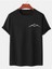 Dağ Manzaralı Baskılı Siyah Bisiklet Yaka Yazlık Kısa Kollu T-Shirt 2
