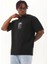 Unisex Oversize Baskılı Bisiklet Yaka T-Shirt - Siyah 2