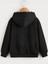 Çocuk Unisex Kapüşonlu Vintages Baskılı Sweatshirt - Siyah 2