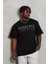 Unisex Oversize Taşlı Bisiklet Yaka T-Shirt - Siyah 1