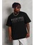 Unisex Oversize Taşlı Bisiklet Yaka T-Shirt - Siyah 3