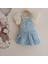 Çiçek Detaylı Müslin Bluzlu Denim Balon Kız Bebek Salopet 2