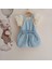 Çiçek Detaylı Müslin Bluzlu Denim Balon Kız Bebek Salopet 3