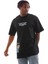 Unisex Bisiklet Yaka Baskılı Oversize T-Shirt - Siyah 2