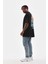 Unisex Bisiklet Yaka Baskılı Oversize T-Shirt - Siyah 5