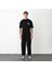 Unisex Bisiklet Yaka Baskılı Oversize T-Shirt - Siyah 1