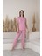 Kadın Yıldız Desenli Viskon Kısa Kol Pijama Takımı-Pembe 1