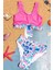 (3-7 Yaş) Kız Çocuk Bağlama Detaylı Karışık Desenli mayo bikini - Pembe 1