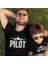 Baba Oğul Pamuklu Tişört Kombini Pilot Co-Pilot Siyah T-Shirt 2li Tshirt Takımı 1