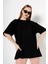 Siyah Kısa Kollu Bisiklet Yaka Oversize T-Shirt 2