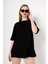 Siyah Kısa Kollu Bisiklet Yaka Oversize T-Shirt 3