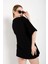 Siyah Kısa Kollu Bisiklet Yaka Oversize T-Shirt 4
