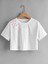 Kadın Beyaz Kelebekler Baskılı Crop Tshirt 1