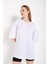 Beyaz Kısa Kollu Bisiklet Yaka Oversize T-Shirt 3