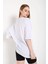 Beyaz Kısa Kollu Bisiklet Yaka Oversize T-Shirt 4