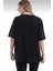 Pamuk Bisiklet Yaka Boyfriend Siyah Örme Oversize T-Shirt 3
