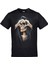 Unisex Siyah Kurukafa Kalp Ön Arka Baskılı Tshirt 1