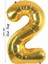 Folyo Balon 2 Rakamı Helyum Balon 36 cm Gold Renk - 2 Yaş Balonu - 2 Rakam Balon - 16 Inch 1