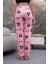 Kadın Yüksek Bel Baskılı Yumuşak Dokulu Milans Yazlık Pijama Altı Pembe 4