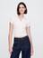 Kadın Beyaz Modern Fitilli Crop Polo Tişört 1