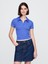 Kadın Koyu Mavi Modern Fitilli Crop Polo Tişört 1