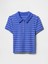 Kadın Koyu Mavi Modern Fitilli Crop Polo Tişört 2