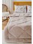 Bej Kelebek Loura Çift Kişilik Çift Taraflı Lüx Wellsoft Yorgan Seti 195x215 cm 1