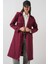 5918 Kruvaze Yaka Trençkot - Bordo 3