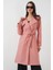5918 Kruvaze Yaka Trençkot - Pembe 3