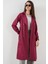 5853 Kruvaze Yaka Trençkot - Bordo 1
