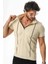 Polo Yaka Yarım Fermuarlı Çizgi Desenli Triko T-SHIRT-TY-1311 4