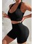 - Kadın Siyah Yüksek Bel Çapraz Sırt Detaylı Şortlu Gecelik Takım 2