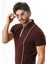 Polo Yaka Yarım Fermuarlı Çizgi Desenli Triko T-SHIRT-TY-1311 3