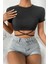 - Kadın Siyah Yarım Kol Çapraz Bağlamalı Crop Top Bluz 1