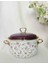 Lila Vintage Çiçek Emaye Tencere 5 Litre 24 cm Çap Süt Yoğurt Güveç Tenceresi 3