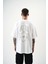Erkek Eight Baskılı Oversize T-Shirt Beyaz 1