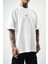 Erkek Eight Baskılı Oversize T-Shirt Beyaz 5