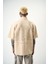 Erkek Be Kind Nakışlı Yarım Fermuarlı Oversize T-Shirt Bej 1