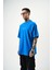 Erkek Eight Baskılı Oversize T-Shirt Mavi 3