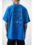 Erkek Eight Baskılı Oversize T-Shirt Mavi 4
