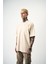Erkek Revival Baskılı Oversize T-Shirt Bej 2