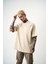 Erkek Revival Baskılı Oversize T-Shirt Bej 4