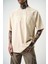 Erkek Revival Baskılı Oversize T-Shirt Bej 5