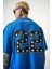 Erkek 22 Starz Baskılı Oversize T-Shirt Mavi 4