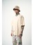 Erkek 22 Starz Baskılı Oversize T-Shirt Bej 3