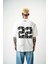 Erkek 22 Starz Baskılı Oversize T-Shirt Beyaz 1